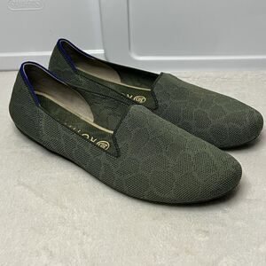 Rothys Sz 10.5 Green Olive Safari Giraffe Print Slip On The Loafer Round Toe